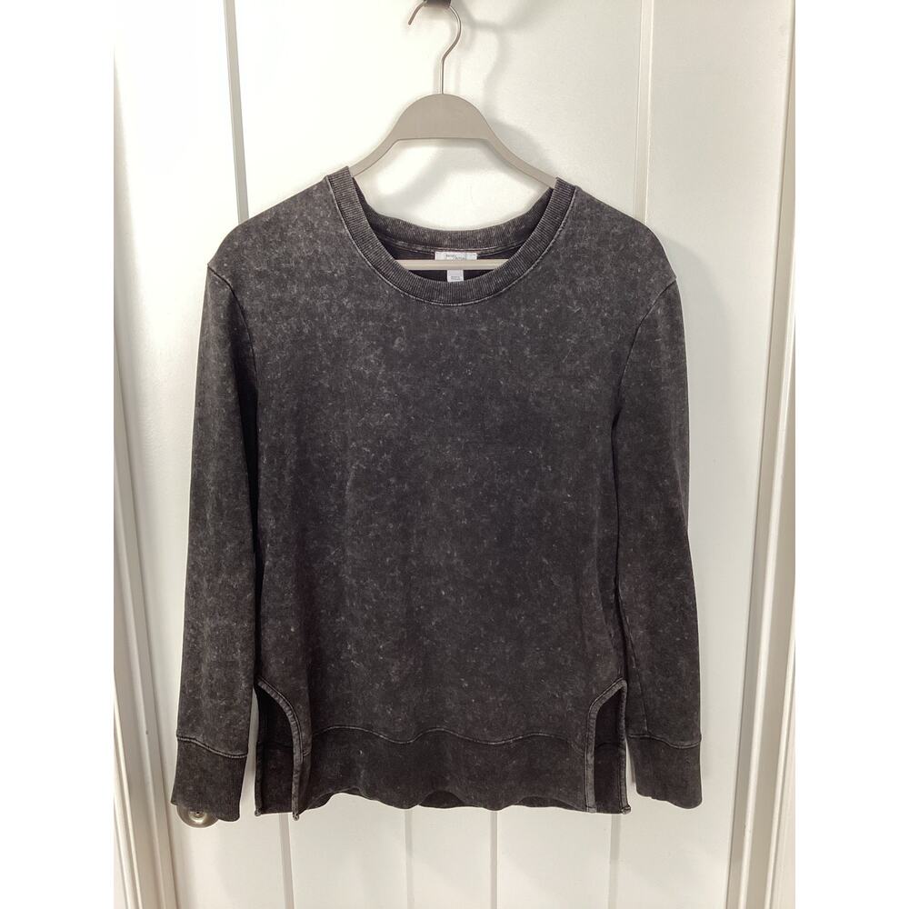 Daily‎ Ritual Women's Long-Sleeve Crewneck Sweatshirt Side Cutouts Black Medium